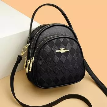 Мягкая кожаная текстура, большая вместимость, ручная сумка через плечо с диагональной ручкой для женщин, сумка для мобильного телефона, модная тисненая ромбовидная сумка для матери