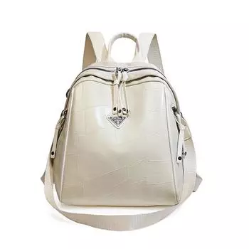 Мягкая кожаная женская дорожная сумка-рюкзак чёрный