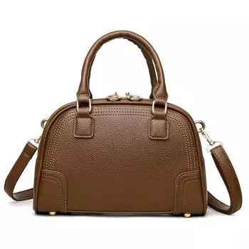 Мягкая кожаная женская сумка, маленькая квадратная сумка через плечо коричневый