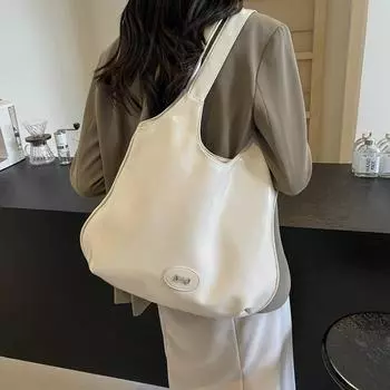 Мягкая кожаная женская сумка-тоут, однотонная сумка на плечо, большая вместительная сумка, сумка для подмышек чёрный