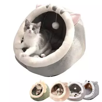 Мягкая кровать-иглу для домашних животных, теплый уютный дом для кошек, собак, щенков, котят, пещера, которую можно стирать AS