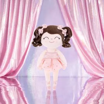 Мягкая кукла-балет в розовом блестящем платье, идеально подходящая для моментов фотосъемки шампанского