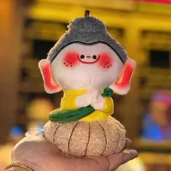 Мягкая кукла Будда Шакьямуни, мультяшный Будда, плюшевая игрушка, милый плюшевый кулон Будда, подарок на день рождения With Keychain