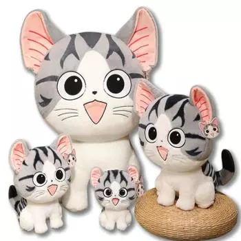 Мягкая кукла Cheese Cat, черно-белая стоящая плюшевая игрушка Cheese Cat, мягкая набивная игрушка из хлопка, которая будет сопровождать спящую куклу about 24cm