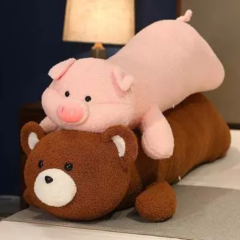 Мягкая кукла Kawaii, лежащая плюшевая свинка, кролик, игрушка, животное, мягкая плюшевая подушка для детей, мягкий медведь, детский утешительный подарок на день рождения 90cm
