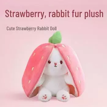 Мягкая кукла «Клубничный кролик — Морковный кролик»: Милая подушка для сна 18cm розовый