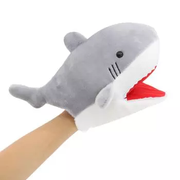 Мягкая кукла-марионетка Большая белая акула: Кукла-акула с открытым ртом для детских представлений 26x13x10cm, 0.13kg