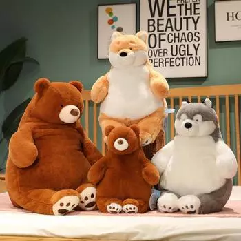 Мягкая кукла-медведь, мягкая плюшевая игрушка «Бурый медведь», «Панда, утка, собака, тигр, сиба-ину», игрушки для животных, подушка для сна для детей, подарок для девочки 45cm