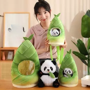Мягкая кукла панда из бамбуковых побегов, симпатичная кукла панда из бамбука, рюкзак Douyin, подарок ко дню защиты детейМягкая кукла панда из бамбуковых побегов, симпатичная кукла панда из бамбука 35cm 0.25kg