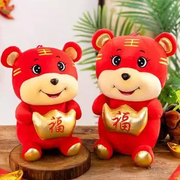 Мягкая кукла широкого применения, прекрасный персонаж Фу, потрясающая китайская кукла красного тигра для вечеринки 35cm