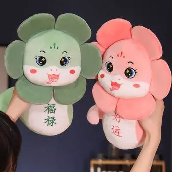 Мягкая кукла-талисман 2025 года Змеи, мягкая плюшевая змея, кукла, новогодние подарки зелёный