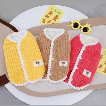 Мягкая куртка для собак и кошек, жилет, зимняя одежда для собак, плюшевое пальто для чихуахуа, одежда для французского бульдога для маленьких и средних собак, теплая одежда для щенков S