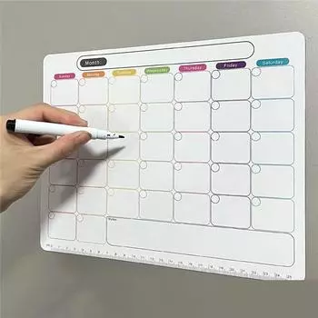 Мягкая магнитная стираемая наклейка на холодильник, доска для записей из ПВХ, белая доска, еженедельный план, таблица 28*21cm
