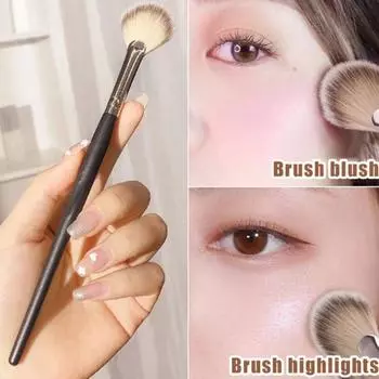 Мягкая меховая рассыпчатая кисть для пудры Мягкие румяна Одинарная черная веерообразная кисть для макияжа Косметические принадлежности