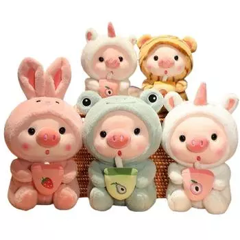 Мягкая милая деформация косплей молочный чай единорог лягушка тигр кролик Боба чай свинья плюшевая кукла девочка игрушки для девочек подарок на день рождения подушка about 25cm