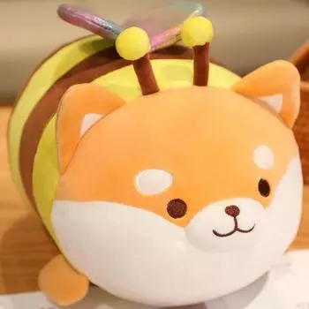 Мягкая Милая Пчела Собака Плюшевая Кукла Милая Толстая Собака Шиба Большая Подушка для Бросков Девушка Кровать Держащая Тряпичная Кукла Подарок на День Рождения 40 cm