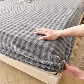 Мягкая мягкая простыня с эластичной резинкой, покрывало, теплая простыня на резинке, односпальное/двуспальное/двуспальное постельное белье, кувер, лит (Нет наволочки) Single 90x200cm 1pc