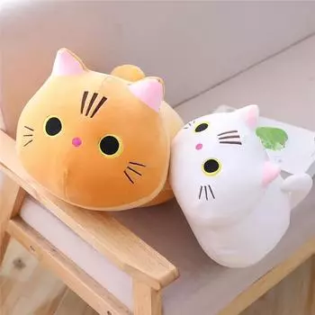 Мягкая мультяшная подушка маленького размера 25 см, милый кот, плюшевая игрушка, милый детский подарок на день рождения 25CM чёрный