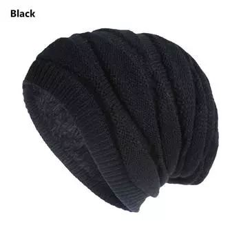 Мягкая мужская и женская лыжная шапка-капюшон, плотная лыжная шапка, мешковатая шапка-бини, зимняя теплая шапка Black