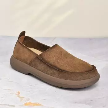 Мягкая Натуральная Кожа Осень Дышащие Широкий Носок Мужская Обувь Обувь из Коровьей Кожи Натуральная Кожа Мягкая Подошва Мужские Мокасины 38