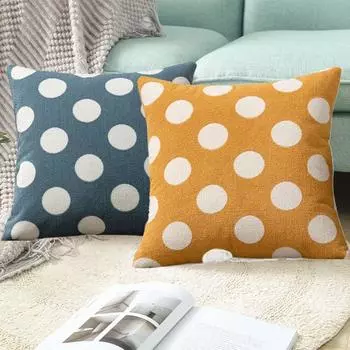 Мягкая наволочка с геометрическим рисунком в горошек 45x45 см для диванной подушки Shell Ins Wind Lint Наволочка для дивана синий
