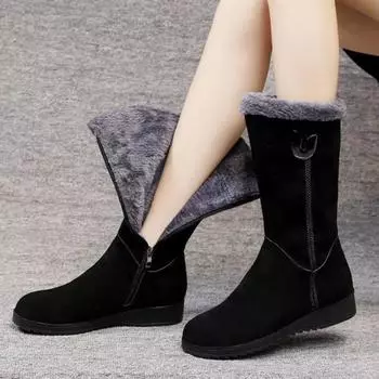 Мягкая обувь для отдыха на осень и зиму, удобные утолщенные зимние ботинки из бархата, нескользящие, износостойкие, модные туфли, женская обувь 41 чёрный