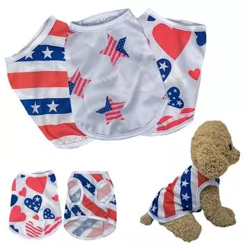 Мягкая одежда для домашних животных, летний жилет для маленьких собак, кошек, уютная дышащая футболка для щенков, одежда с принтом, костюм чихуахуа, французского бульдога, одежда XS