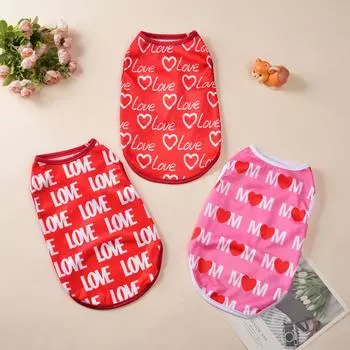 Мягкая одежда для собак средних и маленьких собак, кошек, летняя дышащая футболка с принтом «любовь» для щенков, пальто для французского бульдога и шнауцера XS