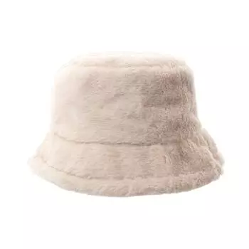 Мягкая панама теплая кепка с плоским верхом подарок зимняя шапка осень зима бежевый