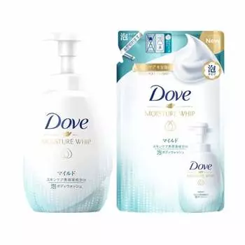 Мягкая пенка для мытья тела Dove Moisture Whip + сменный блок мыла для тела 540 г + 430 г мыла для тела с легким ароматом.