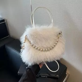 Мягкая переносная маленькая сумка женская модная жемчужная сумка через плечо маленькая квадратная сумка-мессенджер сумка чёрный