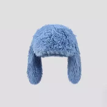 Мягкая плюшевая длинная шапка с заячьими ушками для женщин и девочек, милая мультяшная защитная шапка для ушей, зимняя утолщенная теплая шапка-пуловер