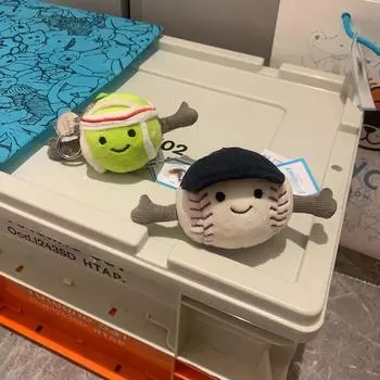 Мягкая плюшевая кукла-брелок Jellycat Spot Ball - милый кулон в виде теннисиста и бейсболиста в подарок для девушки