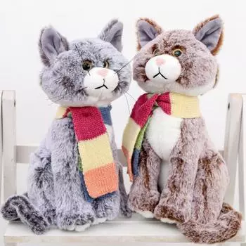 Мягкая плюшевая кукла-кошка, мягкая игрушка для детей и взрослых, плюшевая кошка из полипропиленового хлопка, милый котенок, подарок на день рождения, Рождество, День благодарения коричневый