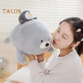 Мягкая плюшевая кукла «Морской лев», плюшевая игрушка «Морской лев» 50 см, очаровательный пушистый пингвин и игрушка «Морской лев» для детей, мальчиков и девочек серый