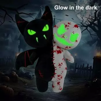 Мягкая плюшевая кукла на Хэллоуин, светящаяся в темноте, тыквенный череп, летучая мышь, привидение, мягкая игрушка-кукла A