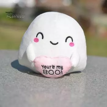 Мягкая плюшевая кукла-призрак, белая фигурка-призрак в форме сердца, милая подушка-призрак для Хэллоуина, сюрприз на День святого Валентина белый