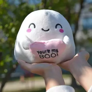 Мягкая плюшевая кукла-призрак, белая фигурка-призрак в форме сердца, милая подушка-призрак для Хэллоуина, сюрприз на День святого Валентина белый