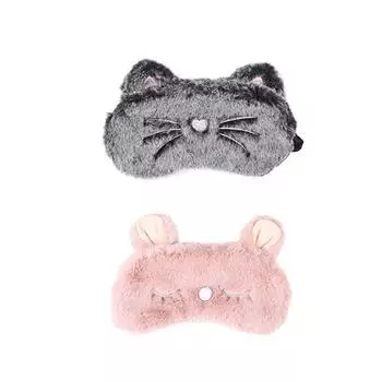 Мягкая плюшевая маска для сна кролика, маска для глаз, повязка на глаз, инструменты с завязанными глазами чёрный