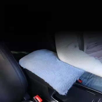 Мягкая плюшевая подкладка на подлокотник автомобиля с имитацией меха кролика 9794B бежевый