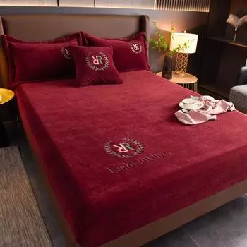 Мягкая плюшевая простыня, однотонная фланелевая простыня на резинке, защитный чехол для матраса, бархатное покрывало, наматрасник 90x200cm