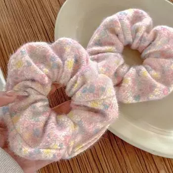 Мягкая плюшевая резинка для волос высокого качества Sweet Girl: Кольцо для волос в виде толстой кишки для женщин - головной убор на осень и зиму