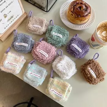 Мягкая плюшевая сумка для наушников Мини-кошелек для монет Косметичка Милая мини-сумочка для наушников розовый/разноцветный