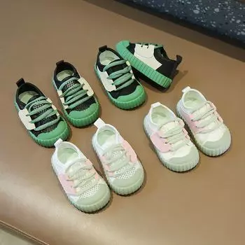 Мягкая подошва детские кроссовки комфорт дышащие кроссовки для девочек модная сетчатая обувь для девочек простая универсальная обувь для мальчиков легкая повседневная обувь 18insole12.5cm чёрный