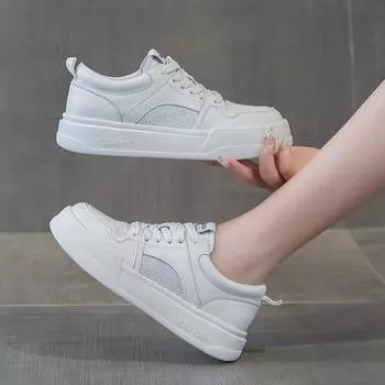 Мягкая подошва из кожи Белые туфли Сетчатые дышащие туфли на плоской подошве 35 белый