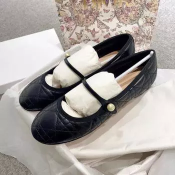 Мягкая подошва из кожи в клетку, туфли Мэри Джейн, женские туфли на плоской подошве с жемчужными прорезями, балетки 40 чёрный