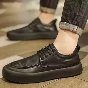 Мягкая подошва из мягкой кожи мужские туфли весна 2025 новые кожаные водонепроницаемые британские черные мужские деловые повседневные кожаные туфли 39 чёрный