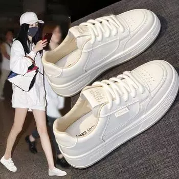 Мягкая подошва, легкие кожаные белые туфли, дышащая летняя женская обувь, весна и осень, новые туфли на плоской подошве, повседневная спортивная обувь 35