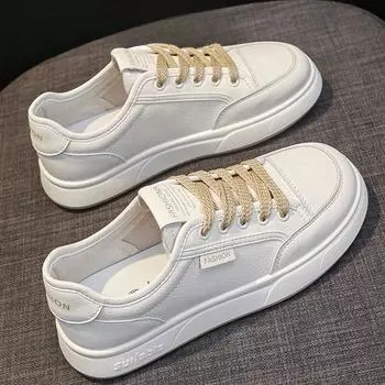 Мягкая подошва легкие кожаные белые туфли женские туфли ранняя осень новые плоские повседневные кроссовки студенческие скейтборд обувь 35