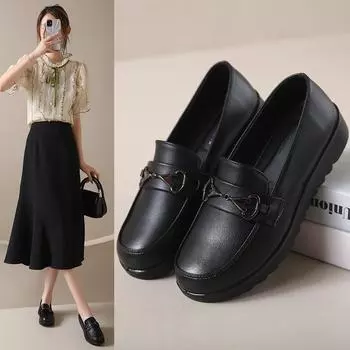 Мягкая подошва матерей обувь универсальные одинарные туфли удобные туфли среднего возраста на плоской подошве кожаные туфли для пожилых женщин большой размер весна 35